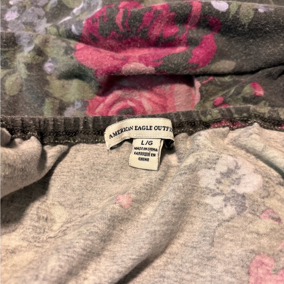 AEO Fit & Flare Grey Floral Print Dress, size large - Picture 6 of 11